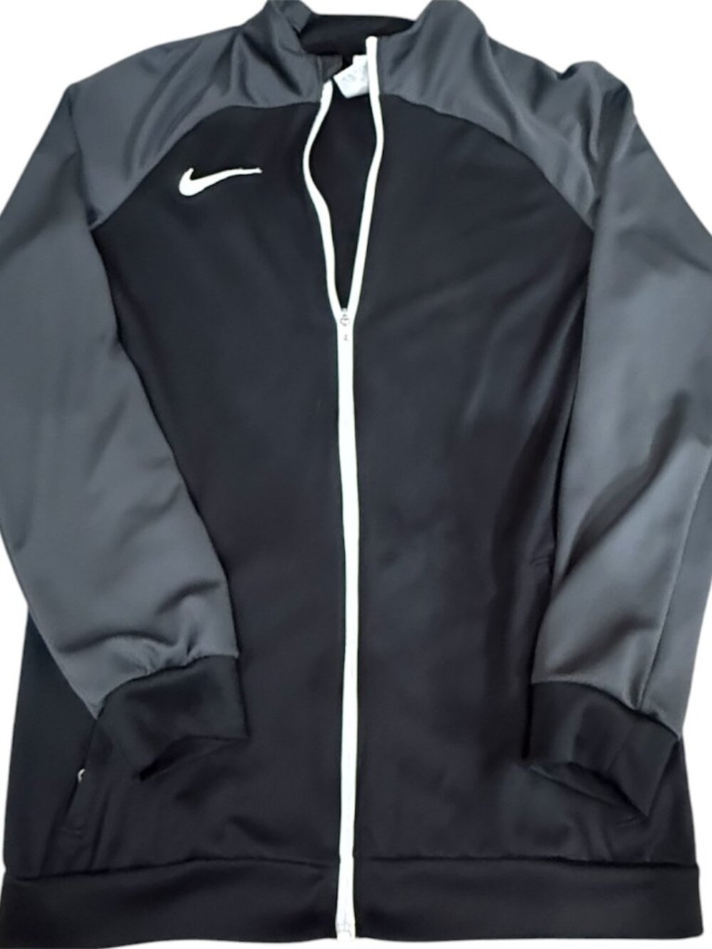 Boys' Nike Dri-FIT Black & Charcoal Full-Zip Athletic Jacket – Size L